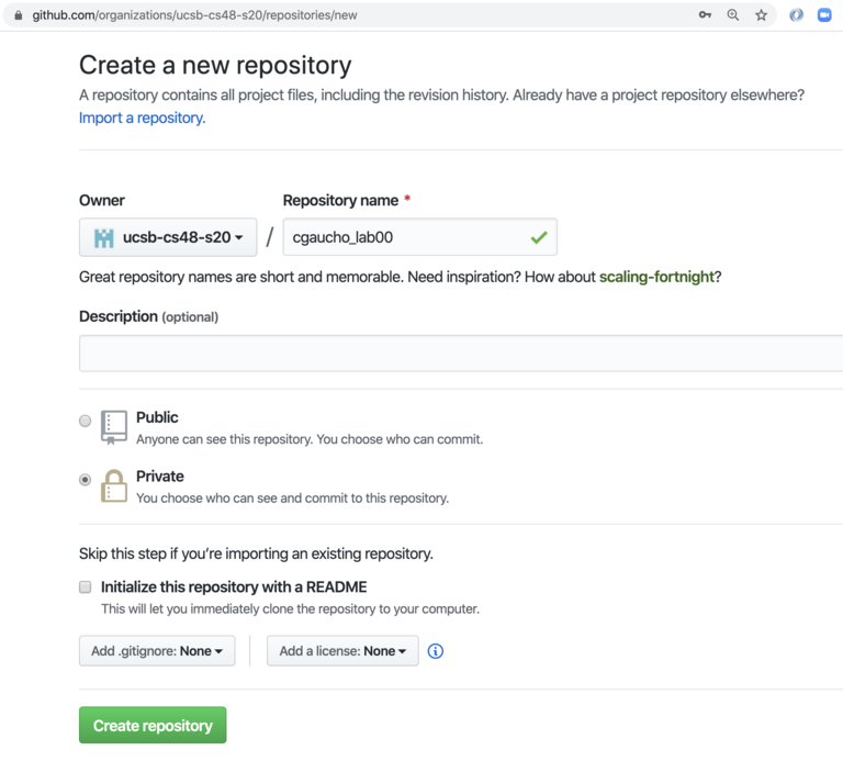 creating cgaucho_lab00 under ucsb-cs48-s20